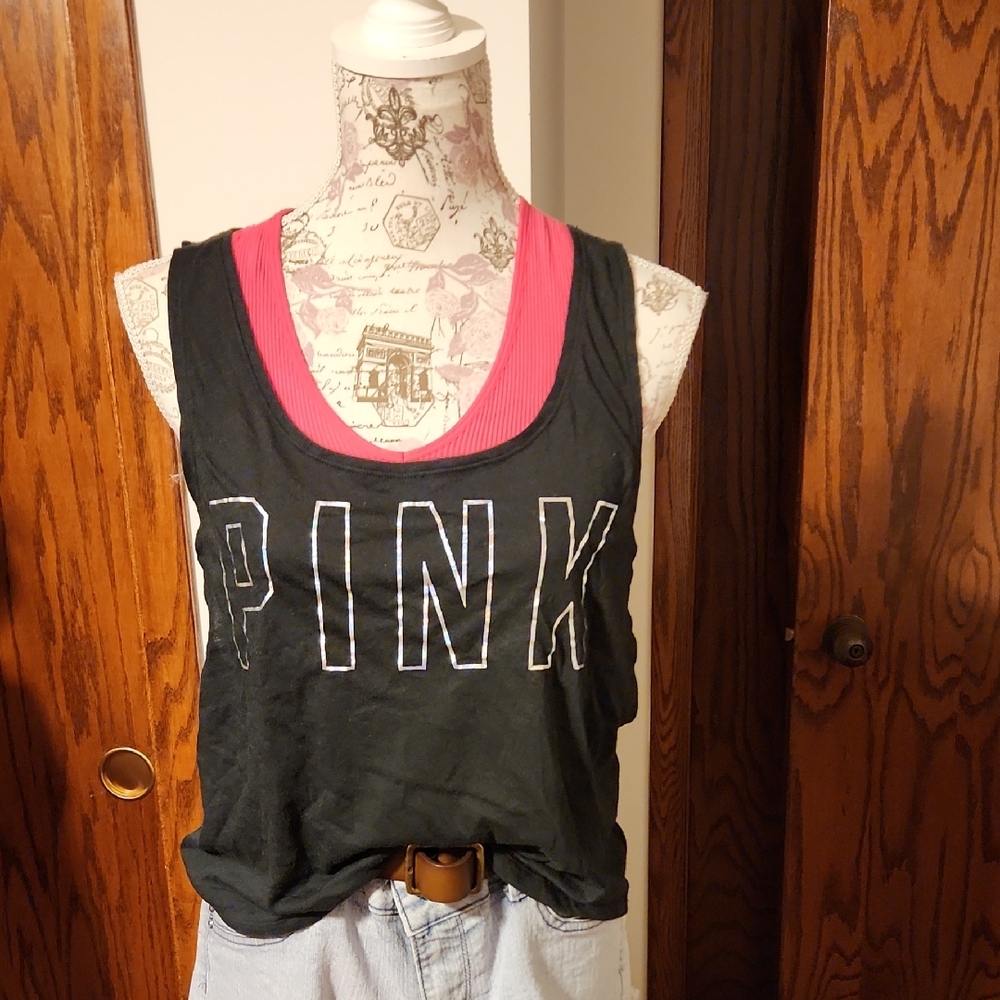 Victoria's Secret Black Tank with Metallic Logo